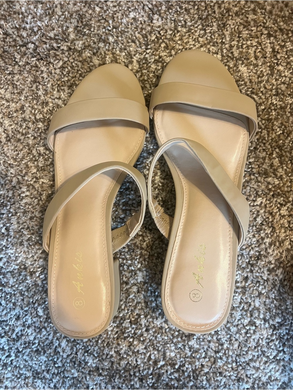 Neutral Beige Double-Strap Slide Sandals for Women